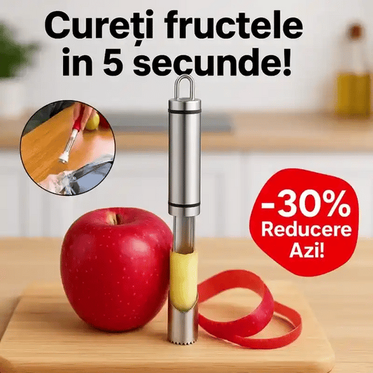 Dispozitiv 2-în-1 pentru curățat fructe și scos sâmburi – rapid și ușor