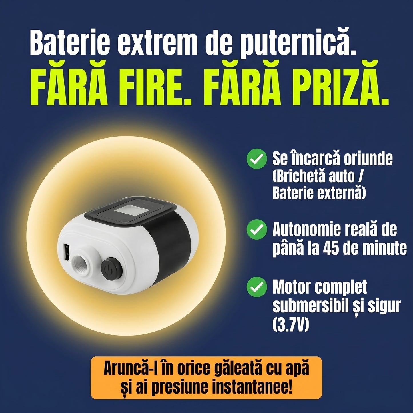 Duș Portabil Reîncărcabil cu Pompă - Ideal pentru Camping & Auto